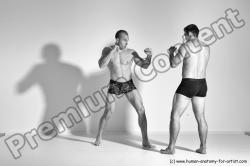 Underwear Martial art Man - Man White Moving poses Athletic Short Brown Dynamic poses Academic